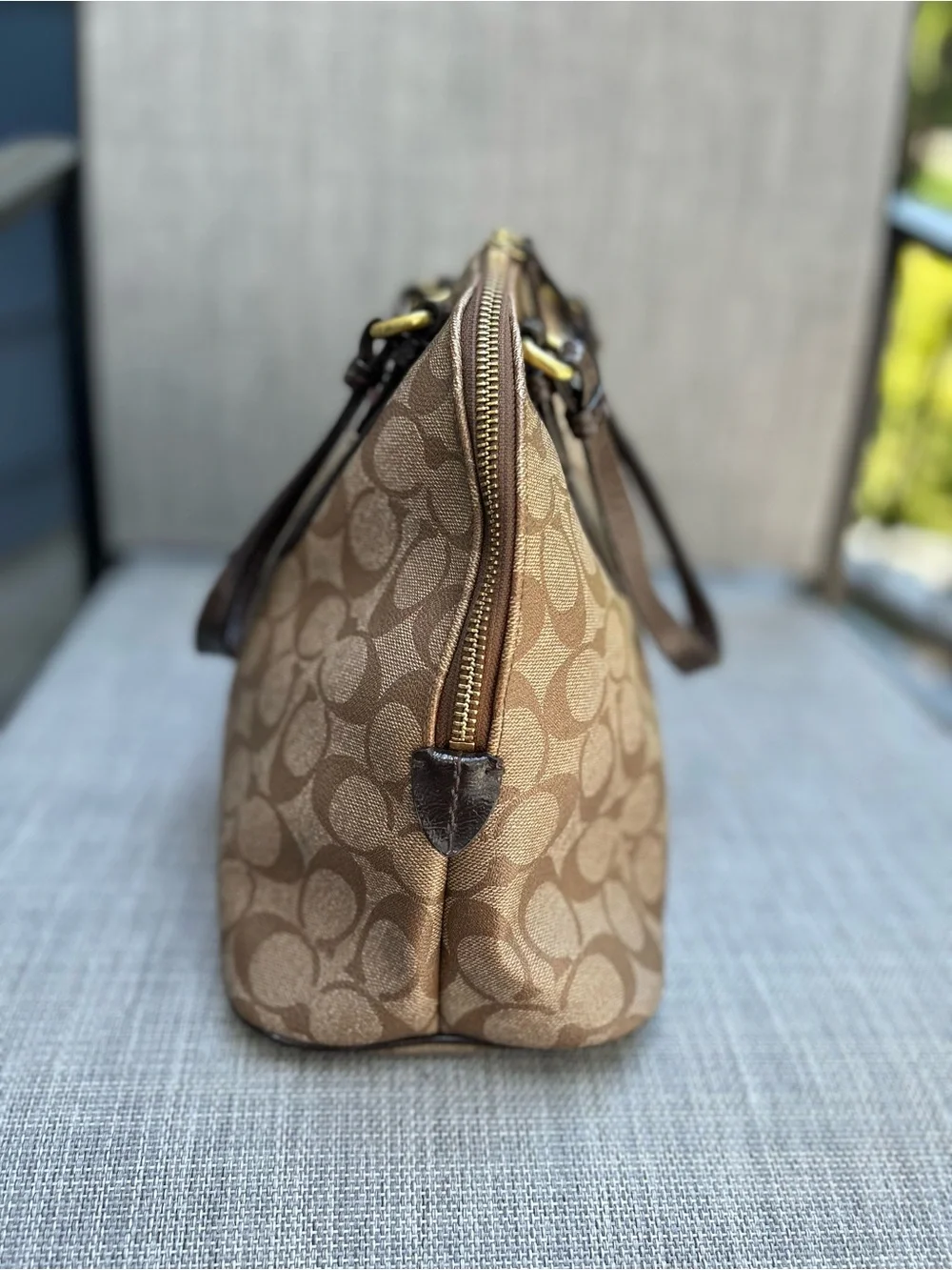 Coach Signature Dome Peyton Cora  Top Handle Zip Satchel Handbag